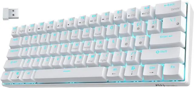 Main image of RK ROYAL KLUDGE RK61 Wireless 60% Mechanical Gaming Keyboard, Ultra-Compact 60 Keys Bluetooth Mechanical Keyboard with Programmable Software (Blue Switch, White)