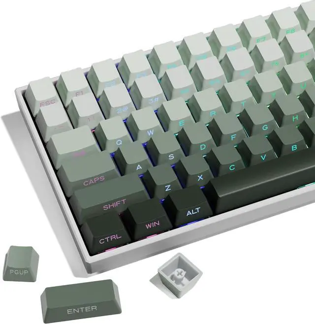 Main image of XVX Shine Through Gradient Seaweed Green Keycaps - 136 Keys, Side Print, Double Shot PBT, OEM Profile for Cherry Gateron MX Switches