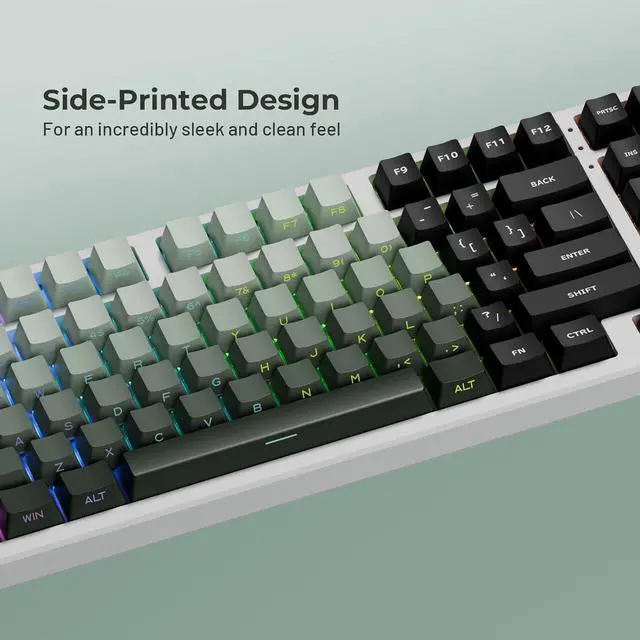 Alt view image 2 of 6 - XVX Shine Through Gradient Seaweed Green Keycaps - 136 Keys, Side Print, Double Shot PBT, OEM Profile for Cherry Gateron MX Switches