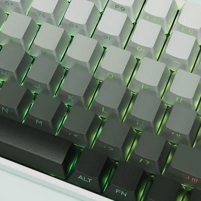 Alt view image 3 of 6 - XVX Shine Through Gradient Seaweed Green Keycaps - 136 Keys, Side Print, Double Shot PBT, OEM Profile for Cherry Gateron MX Switches