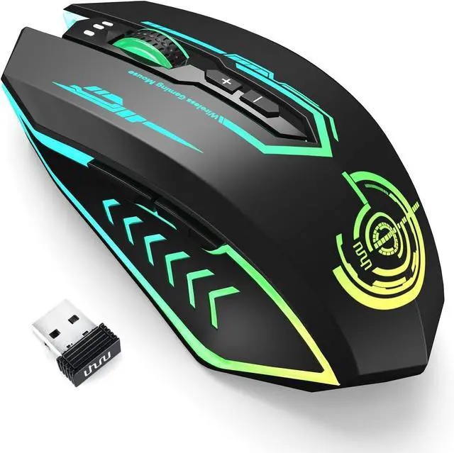 Main image of UHURU Wireless Gaming Mouse Up to 12000 DPI, Rechargeable USB-C Wireless Mouse with 7 Buttons 7 Dynamic LED Color Ergonomic Programmable MMO RPG for PC Laptop, Compatible with Windows Mac