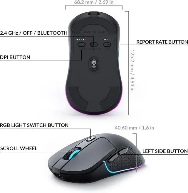 Alt view image 6 of 7 - Keychron M3 Wireless Mouse, PAW3395 Sensor with Programmable Macro Button 26,000 DPI Supports 2.4 GHz/Bluetooth 5.1, 79g Ultra-Light Ergonomic Design Up to 70 Hours Using for PC Mac Laptop - Black