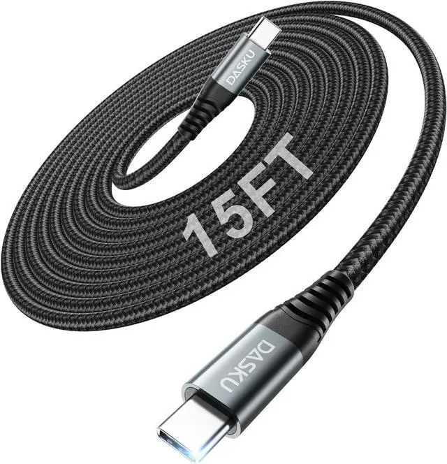 Main image of Dasku Extra Long USB C to USB C Cable 100W [15ft/2 Pack] Charger Cable Fast Charging Compatible with iPhone 16/16 Plus/16 Pro Max, iPhone 15 Series, Galaxy S24/S23/S22, Car Play, MacBook, iPad
