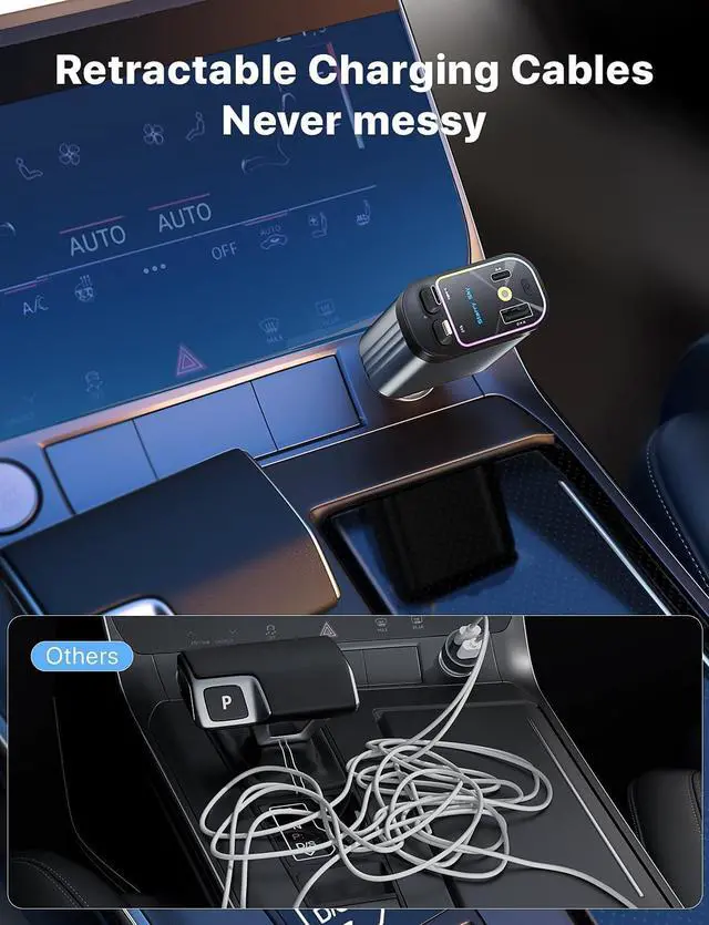 Alt view image 6 of 7 - Starlight Retractable Car Charger with Retractable Cables, Starlight in Car Roof 4 in 1 Super Fast Car Phone Charger, 2 USB Ports Starry Sky Adapter, Compatible with iPhone 15 14 13