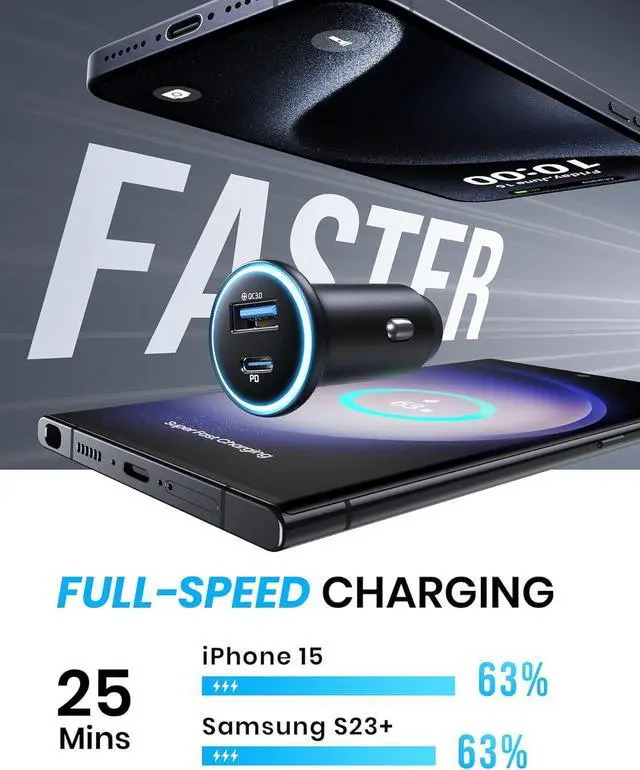 Alt view image 3 of 7 - INIU USB C Car Charger, 66W USB-C & USB-A Fast Charging Cigarette Lighter Adapter, Car Power Adapter PD QC3.0 Mini Car Phone Charger, for iPhone 16 15 14 Pro Max Samsung Galaxy S25 S24 S23, iPad Pro