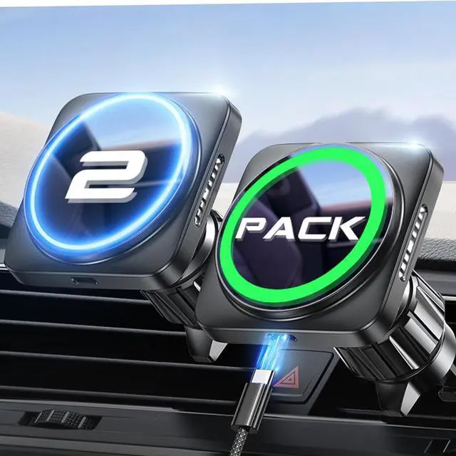 Main image of LISEN 2 Pack Fits Magsafe Car Mount Charger for iPhone 16 Car Mount, [Heat Dissipation] 15W Magnetic Wireless Car Charger, 2025 Mag Safe Car Charger Mount Vent Charger for iPhone 15 Pro Max 14 13 12