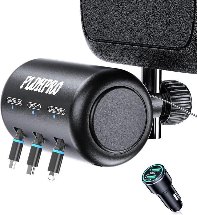 Main image of Uber Accessories for Car 3 in 1 Backseat Car Charging Station Box, with QC 3.0 Adapter 36W Retractable Multi Devices Car Charger Fast Charge for All Phones | iPhone15/14 | Samsung|Uber Taxi Lyft Turo