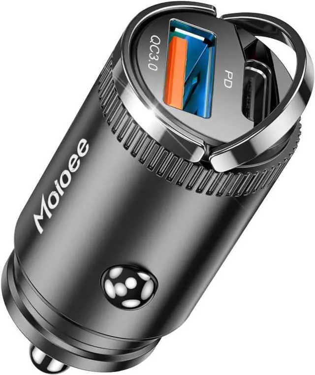 Main image of USB C 60W Car Charger Fast Charge, 30W PD& 30W QC3.0 Fast Charge with Metal Body, Flush Fit Pull Ring Style Universal for iPhone 13/13 Pro/12/12 Pro Max/XS/XR, Samsung Galaxy, Car Accessories