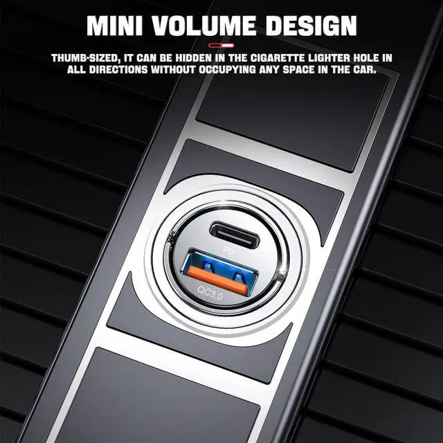 Alt view image 3 of 7 - USB C 60W Car Charger Fast Charge, 30W PD& 30W QC3.0 Fast Charge with Metal Body, Flush Fit Pull Ring Style Universal for iPhone 13/13 Pro/12/12 Pro Max/XS/XR, Samsung Galaxy, Car Accessories