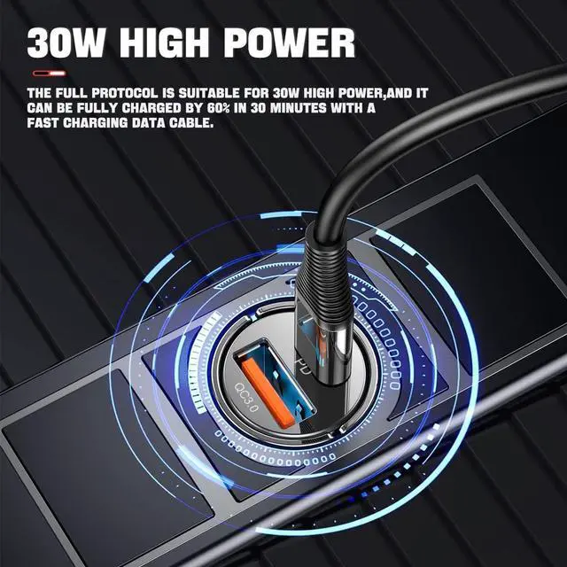 Alt view image 4 of 7 - USB C 60W Car Charger Fast Charge, 30W PD& 30W QC3.0 Fast Charge with Metal Body, Flush Fit Pull Ring Style Universal for iPhone 13/13 Pro/12/12 Pro Max/XS/XR, Samsung Galaxy, Car Accessories
