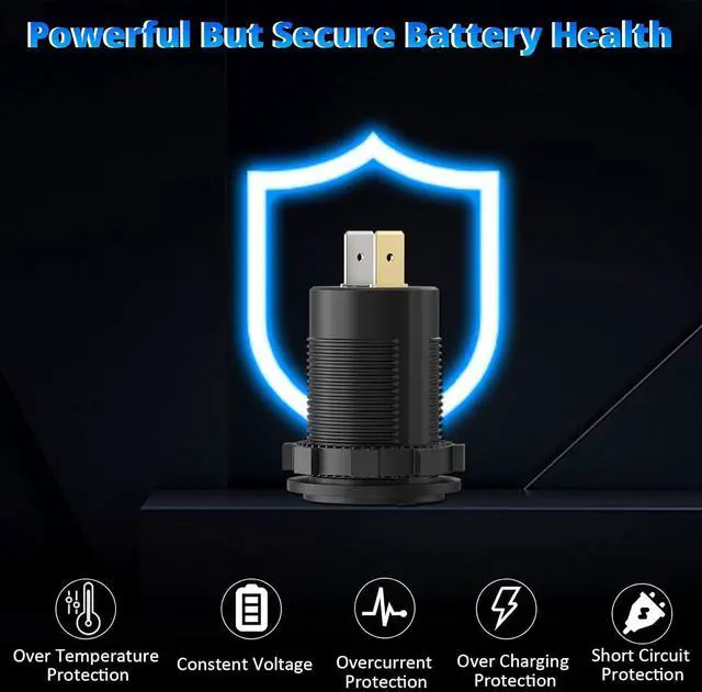 Alt view image 6 of 7 - Qidoe 12V USB Outlet Dual 18W Quick Charge 3.0 Port & 30W PD 12V USB C Car Charger Socket with Voltmeter and Power Switch, Waterproof Multiple Car USB Port Adapter for Car Boat Marine Truck Golf RV