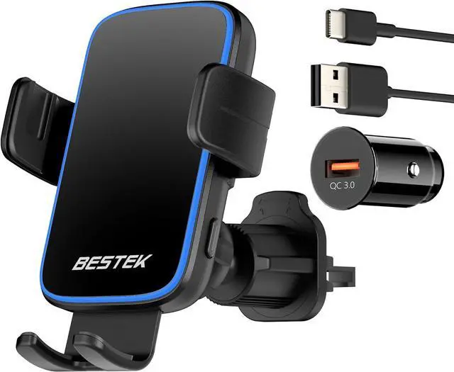 Main image of Wireless Car Charger, BESTEK 15W Fast Charging Auto Clamping Car Phone Holder with QC3.0 Car Charger, Air Vent Car Phone Mount Compatible with iPhone 15/14/13/12/X/8 Series, Samsung, LG,Google