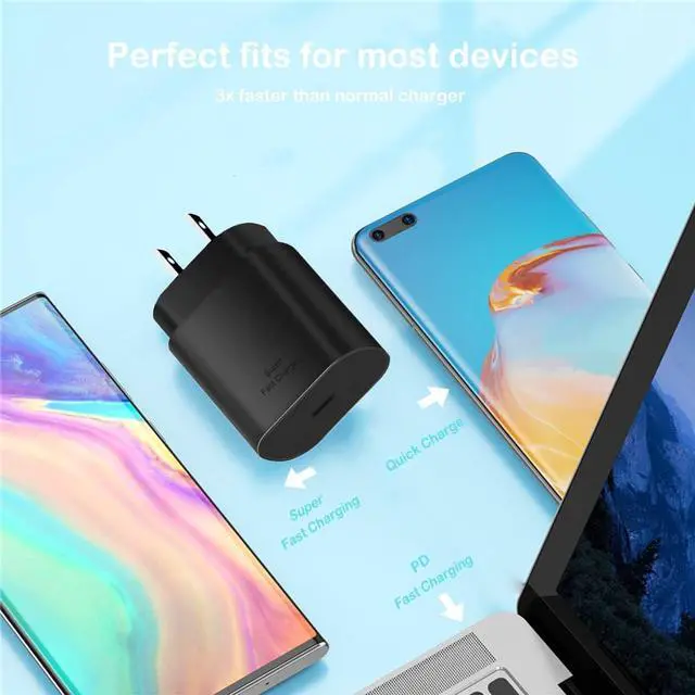 Alt view image 3 of 7 - 25W Super Fast Charger Type C Wall/Car Charger Combo Kit for Samsung Galaxy S25 S24 S23 S22 S21 Ultra Plus A53 A52 A14 A15 A25 A42 A32 Xcover 7 6 iPhone 1615 Pro Max Pixel 8 7 6a Moto LG USB C Cable