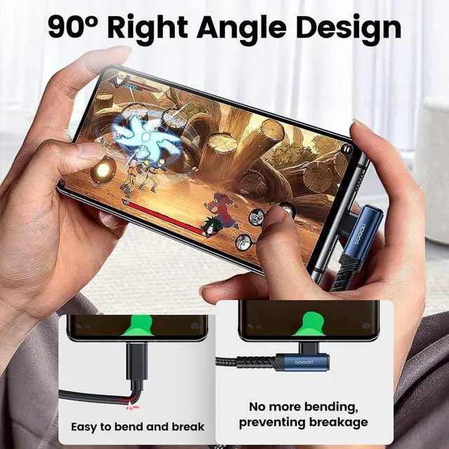 Alt view image 6 of 7 - 15FT Right Angle USB C Cable, 60W Extra Long Charging Cord Nylon Braided USB C Charger Cable for iPhone 16/15 Pro Max, iPad/MacBook, Galaxy S20, Pixel, Switch, Camera