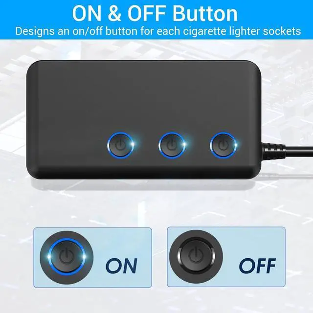 Alt view image 3 of 7 - Car Charger Splitter 200W, Qidoe 3 Socket Cigarette Lighter Adapter with PD30W USB-C & QC3.0 Multi USB Car Charger DC Outlet Cigarette Splitter Power Switches Voltmeter for GPS Dash Cam Phone