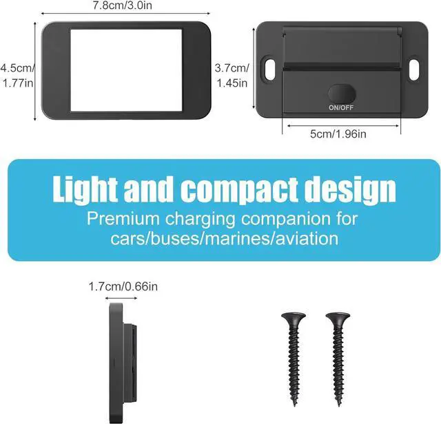 Alt view image 6 of 7 - 2 Pack 12V USB Outlet Surface Mount Lightweight, Dual USB C 30W and QC 18W Car USB Port 12 Volt USB Cigarette Lighter Replacement Charger Socket Panel with Button Switch for RV Bus Marine Motorcycle