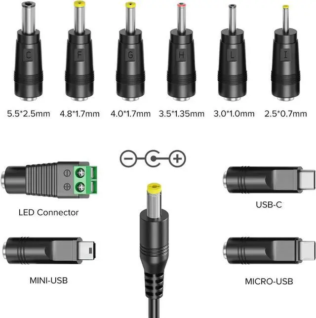 Alt view image 3 of 7 - Powseed 34W 3V 4.5V 5V 6V 7.5V 9V 12V DC Car Charger with 10 Tips and USB Cigarette Lighter Adapter Power Supply Cord for Portable DVD Player Dash cam Breast Pump Speaker Micro USB Car Adapter
