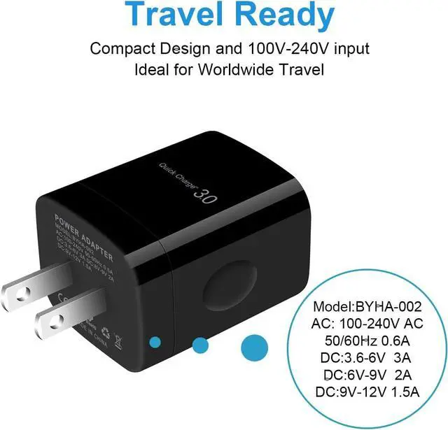 Alt view image 6 of 6 - Quick Charge 3.0 Fast Charger Kit for Samsung Galaxy S24 A14 A54 S23 S22 S21 S20 A15 A13 Z Fold/Flip 5,Google Pixel 8 7 6 Pro 7a 6a 5,Wall Charger Block+Car Charger Adapter+2X Nylon Type C Cable(6ft)
