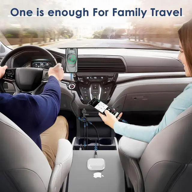 Alt view image 5 of 7 - 78W 12V USB Outlet Qidoe 4 Port Dual 30W PD & Dual Quick Charge 3.0 Aluminum12V Car Charger Socket with VoltmeterC to C Cable Coiled 3FT Cord for Car Boat Marine RV