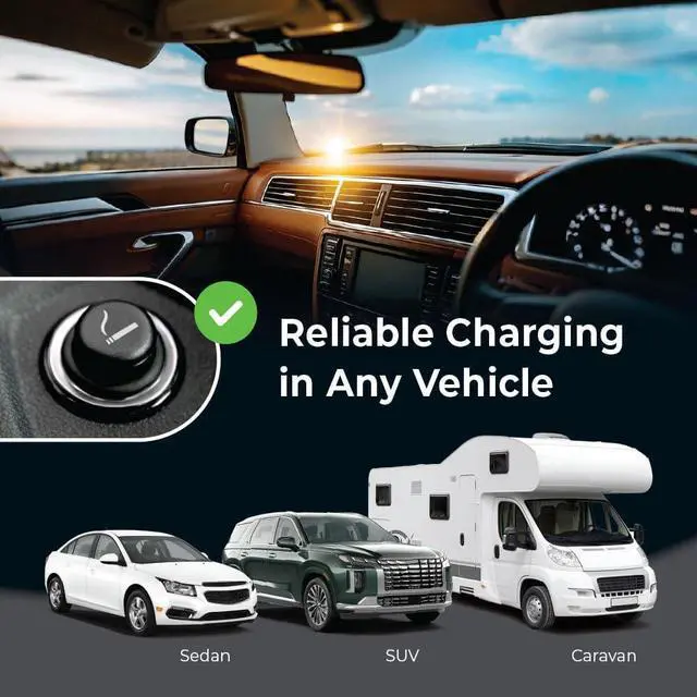 Alt view image 4 of 7 - Car Charger for Pilot-12 Lite, Pilot-24 Lite and Pilot Flex, Cigarette Lighter Adapter, Car Power Inverter CPAP Supplies for CPAP Battery
