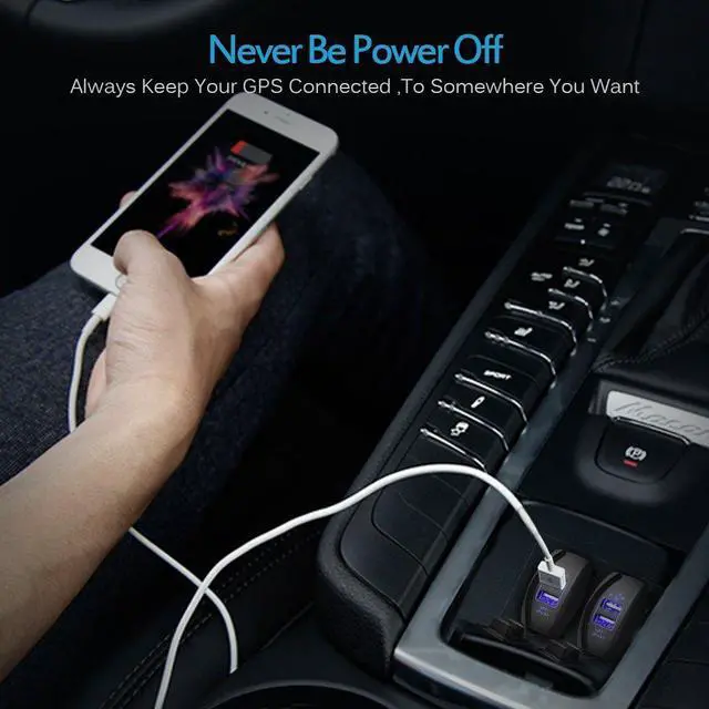 Alt view image 7 of 7 - MICTUNING Universal Rocker Style Car USB Charger - with Blue LED Light Dual USB Power Socket for Rocker Switch Panel