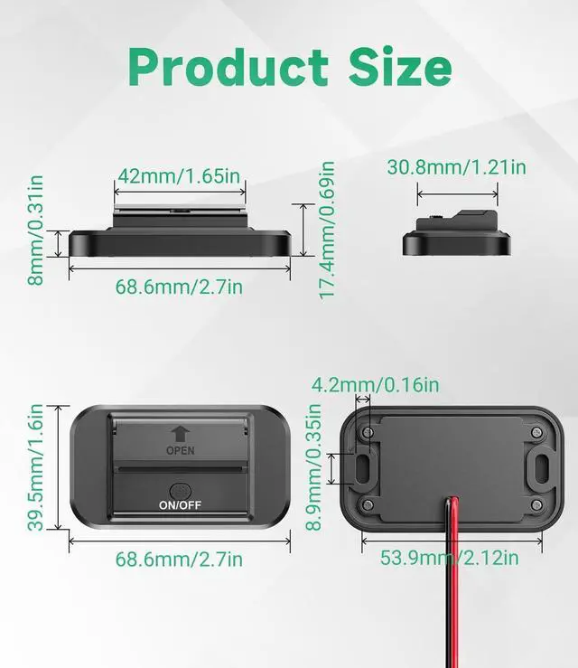 Alt view image 6 of 7 - Qidoe PD 20W Type-C and 18W QC3.0 USB Port Surface Mount Car Charger Socket with Button Switch, Waterproof 12V Panel for Car, RV, ATV, Truck, Marine, Golf Cart