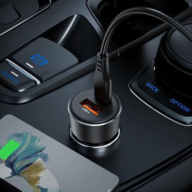 Alt view image 4 of 7 - 60W Fast Car Charger USB C with Voltage Display, ACEFAST PD3.0/QC3.0/AFC/FCP Fast Charging Dual Port Car Power Adapter for iPhone 13 Pro Max/13 Pro/13/13 mini/12 Pro Max, Samsung Galaxy S21/S21+/S20+