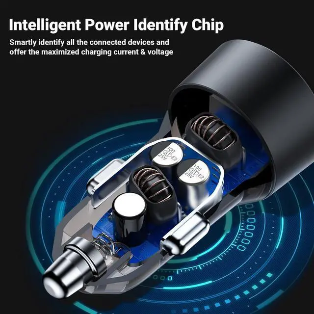 Alt view image 5 of 7 - 60W Fast Car Charger USB C with Voltage Display, ACEFAST PD3.0/QC3.0/AFC/FCP Fast Charging Dual Port Car Power Adapter for iPhone 13 Pro Max/13 Pro/13/13 mini/12 Pro Max, Samsung Galaxy S21/S21+/S20+