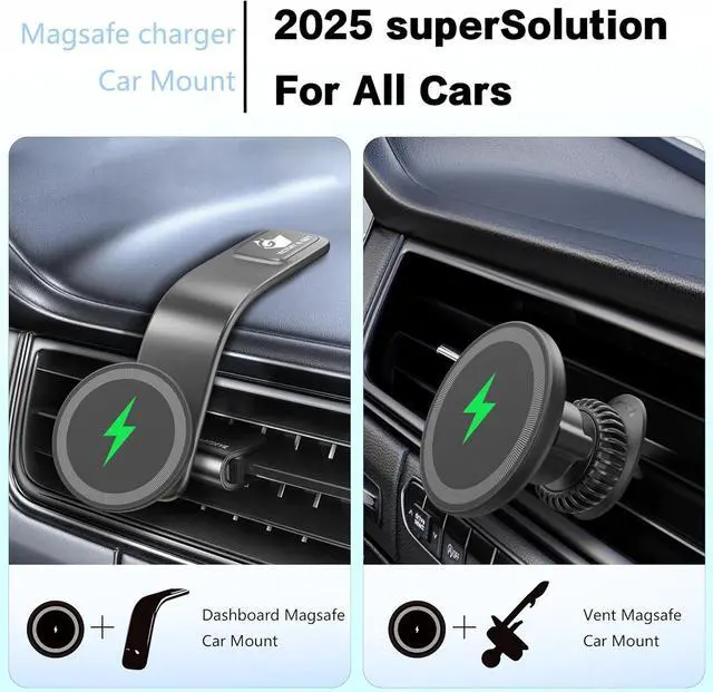 Alt view image 2 of 7 - 15W for MagSafe Car Mount Charger: Relocatable Car Phone Mount with 360° Adjustable Aluminum Arm , for Car Phone Mount Charger Dashboard/Windscreen/Vent Fit,Magnetic Phone Holder for car