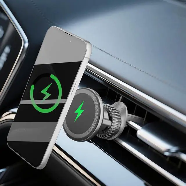 Alt view image 7 of 7 - 15W for MagSafe Car Mount Charger: Relocatable Car Phone Mount with 360° Adjustable Aluminum Arm , for Car Phone Mount Charger Dashboard/Windscreen/Vent Fit,Magnetic Phone Holder for car