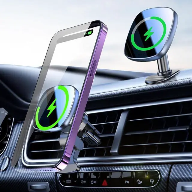 Main image of for Magsafe Car Mount Charger with USB C Cable & Car Cigarette Lighter Adapter,15W Magnetic Phone Holder for Your Car Accessories for Women,Men,Car Phone Charger for 16/15/14/13/12,Galaxy S22/S21