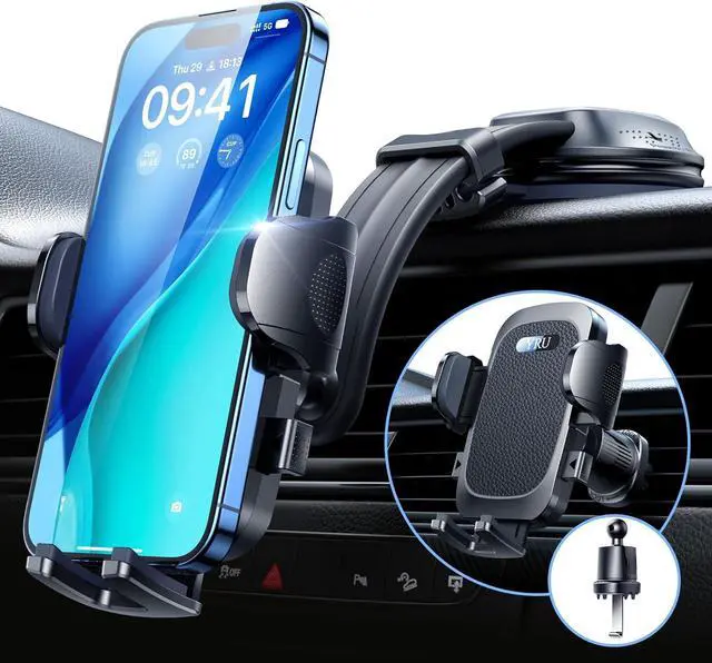 Main image of YRU 2025 BestRotate 90+LBS Safest Strongest Suction Ultimate Car Phone Holder MountMilitary-Grade & All Patent Safety Certs Dashboard Windshield for iPhone 16 15 Pro Max 14 13 Samsung, Black