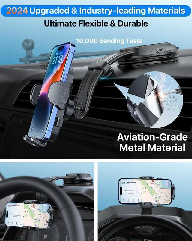 Alt view image 4 of 7 - YRU 2025 BestRotate 90+LBS Safest Strongest Suction Ultimate Car Phone Holder MountMilitary-Grade & All Patent Safety Certs Dashboard Windshield for iPhone 16 15 Pro Max 14 13 Samsung, Black