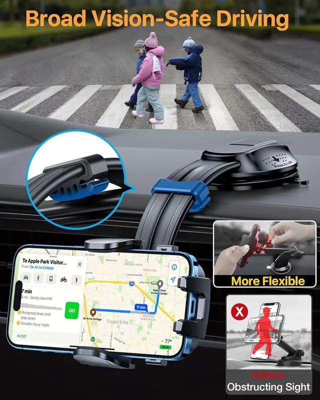 Alt view image 3 of 7 - YRU 2025 BestRotate 90+LBS Safest Strongest Suction Ultimate Car Phone Holder MountMilitary-Grade & All Patent Safety Certs Dashboard Windshield for iPhone 16 15 Pro Max 14 13 Samsung, Black