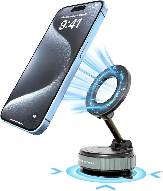 Alt view image 7 of 7 - Car Phone Holder for Magsafe, 360° Adjustable Car Phone Mount, 78+LBS Strongest Suction & 4200gf Powerful Magnetic, Universal Phone Holders for Your Car Accessories for Women Men