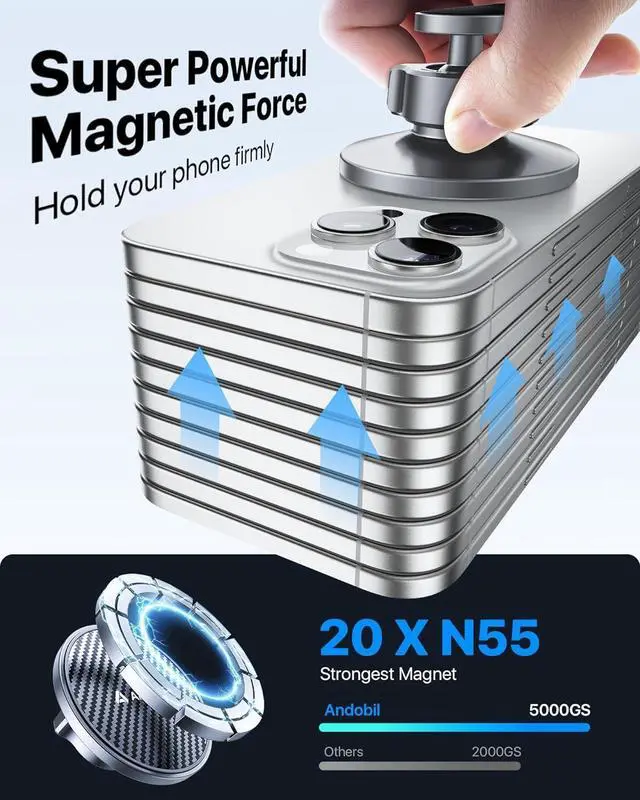 Alt view image 2 of 7 - andobil 2025 Tesla Phone Mount [Strong Magnet & Foldable] MagSafe Car Mount for Tesla New Model Y Juniper Model 3, 360° Adjustable Tesla Phone Holder fits iPhone 16 15 14 13 Pro Max, Tesla Accessories