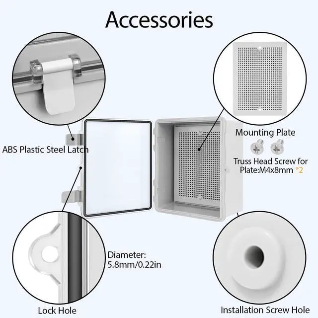 Alt view image 5 of 7 - ABS Plastic Dustproof Waterproof IP65 Junction Box Hinged Shell Universal Electrical Project Enclosure Gray, with PC Transparent Clear Cover 8.7 x 6.7 x 4.3inch(220 x170 x110mm)