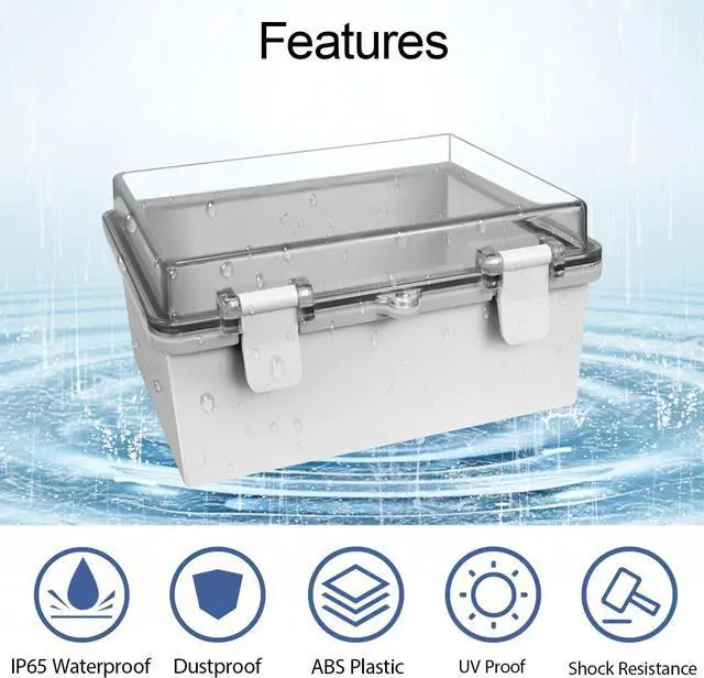 Alt view image 3 of 7 - ABS Plastic Dustproof Waterproof IP65 Junction Box Hinged Shell Universal Electrical Project Enclosure Gray, with PC Transparent Clear Cover 8.7 x 6.7 x 4.3inch(220 x170 x110mm)