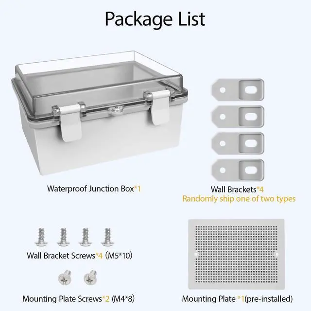 Alt view image 7 of 7 - ABS Plastic Dustproof Waterproof IP65 Junction Box Hinged Shell Universal Electrical Project Enclosure Gray, with PC Transparent Clear Cover 8.7 x 6.7 x 4.3inch(220 x170 x110mm)