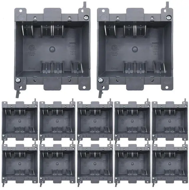 Main image of MAKERELE Double Gang Old Work Switch/Receptacle Box, 26 cu.Inch Cut in Outlet Box, PVC Wall Outlet Box, ETL Tested, for Home Improvement(12 Pack)