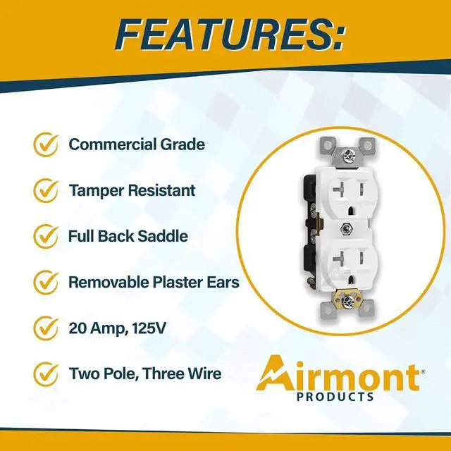 Alt view image 5 of 7 - Outlet Box Kit, Includes 4x4'' Drawn Metal Electrical Box, 2 Tamper Resistant 20 Amp Duplex Receptacle Outlets, Duplex Receptacle 4x4'' Cover, Sixteen Knockouts (Duplex Receptacle Kit)