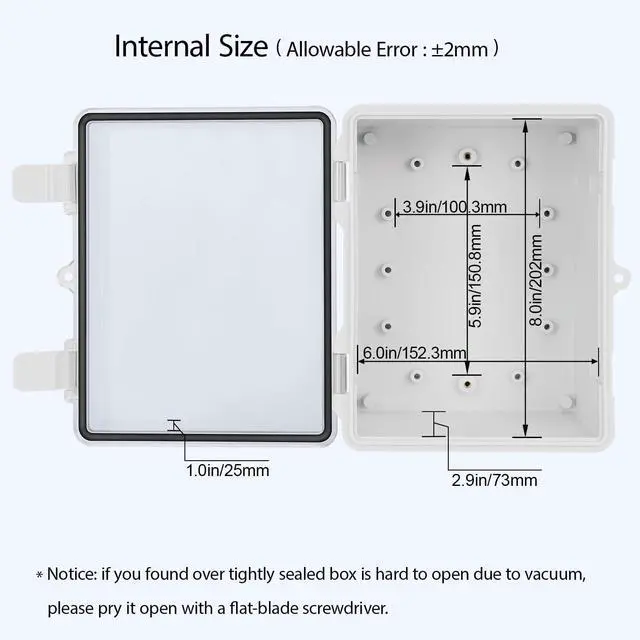 Alt view image 4 of 7 - ABS Plastic Dustproof Waterproof IP65 Junction Box Hinged Shell Universal Electrical Project Enclosure Gray, with PC Transparent Clear Cover 8.7 x 6.7 x 4.3inch(220 x170 x110mm)