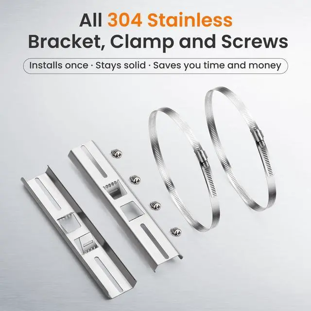 Alt view image 2 of 6 - QILIPSU Pole Mounting Kits, 304 Stainless Steel 9.8" x 1.9" Brackets with Adjustable 28 Inch Clamps for Electrical Boxes, Devices, and Outdoor Applications