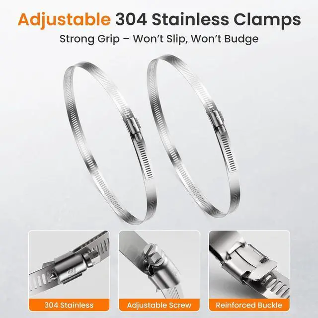 Alt view image 5 of 6 - QILIPSU Pole Mounting Kits, 304 Stainless Steel 9.8" x 1.9" Brackets with Adjustable 28 Inch Clamps for Electrical Boxes, Devices, and Outdoor Applications