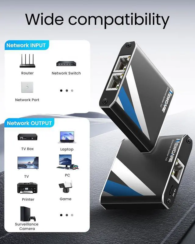 Alt view image 3 of 7 - Gigabit Ethernet Splitter 1 to 2 High Speed 1000Mbps with 3.3ft LAN Cable, NEWCARE 1 in 2 Out Dual RJ45 Port Internet Splitter for Cat5/5e/6/7/8, Plug and Play, 2 Devices Simultaneously Networking