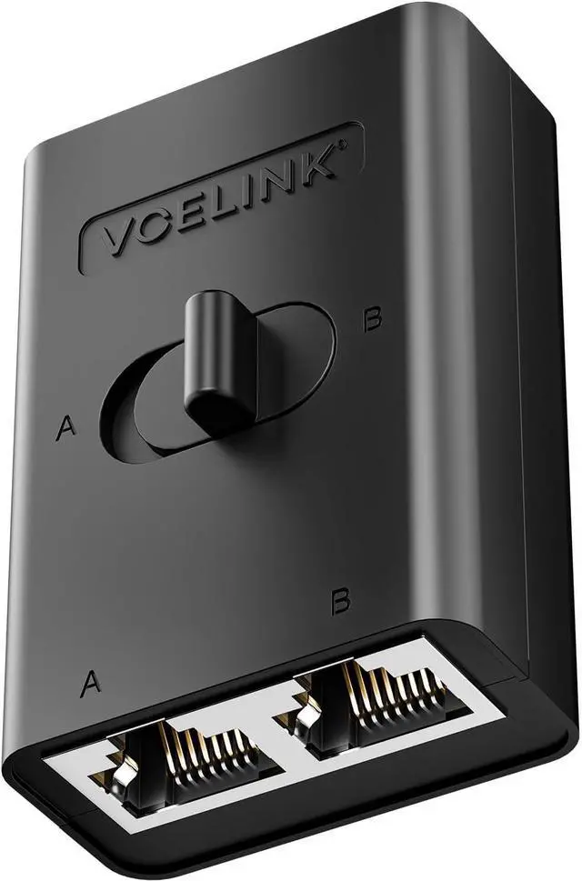 Main image of VCELINK 2 Port RJ45 Network Switch, Ethernet Splitter 2-in 1-Out or 1-in 2-Out, Power-Free Passive Ethernet Selector 1000Mbps Cat6/ Cat5e/ Cat5, PoE, Slide Switch, RJ11, RJ12, 1 Pack