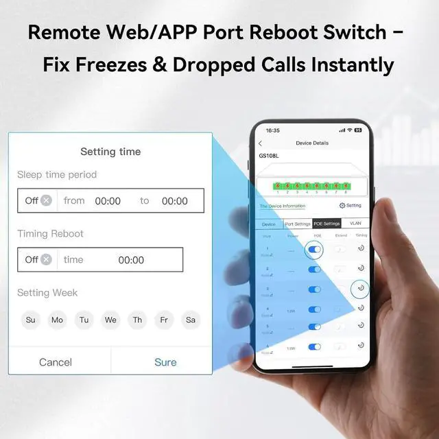 Alt view image 7 of 7 - 8-Port Gigabit Easy Smart Managed Ethernet Switch | Plug & Play Network Hub with VLAN, QoS, Port Mirroring | Fanless Design | Desktop/Wall Mount for Home/Office