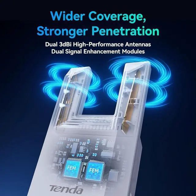 Alt view image 6 of 7 - Tenda WiFi Range Extender AC1200 - WiFi Extender with Gigabit Ethernet Port, 1.2Gbps Home Signal Booster, Dual Band, Up to 1600 Sq & 32 Devices (A18Pro)