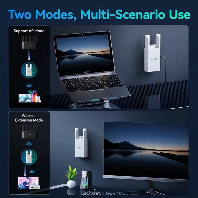 Alt view image 7 of 7 - Tenda WiFi Range Extender AC1200 - WiFi Extender with Gigabit Ethernet Port, 1.2Gbps Home Signal Booster, Dual Band, Up to 1600 Sq & 32 Devices (A18Pro)