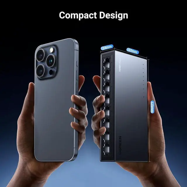 Alt view image 7 of 7 - UGREEN Ethernet Switch, 8 Port Gigabit Ethernet Splitter, Plug & Play, Wall Mount & Desktop Network Switch Hub, Unmanaged, Compact, with LED, Fanless Quiet, for Internet Cable, Laptop, Router, NAS